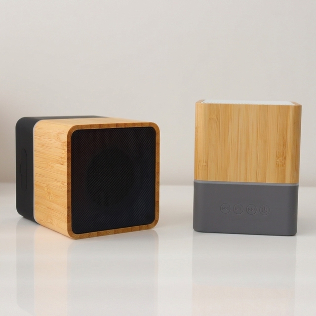 Mini Wooden for V5.3 Speaker FM Radio TF Card Play TWS Pairing Portable Wireless Desktop Speaker up to 10 Hours Playtime
