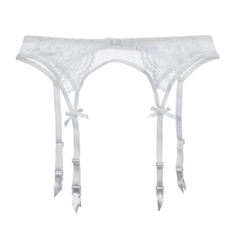 white garter belt lingerie Le Stretch Lace Garter Belt by Fleur du Mal at THE MILE main image 1
