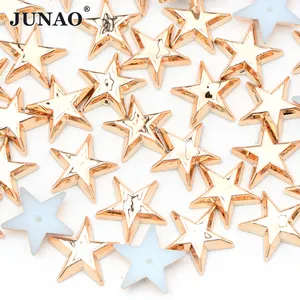 JUNAO Hochwertige 15mm Star Shape Punk Nieten Dekorative Goldniet Kunststoff Nieten Spikes für DIY Leder kleidung