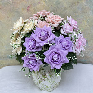 Venta al por Mayor Directa de Fábrica, 5 Cabezas de Rosa de Terciopelo, Simulación de Paniculata, Rosa Pequeña con Forma de Cuerno para Decoración Floral - Product Image 4