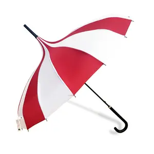 Lang griff Regenschirm Damen Parapluie Regenschirm Mädchen gestreift 16K starke wind dichte Mode schwarz weiß Turm Pagode Regenschirm