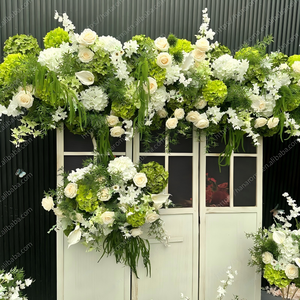 Ensemble de fleurs pour arche de mariage bohème sur mesure, blanc, avec verdure suspendue, ensemble floral en soie vert et blanc personnalisé pour toile de fond de scène - Product Image 6