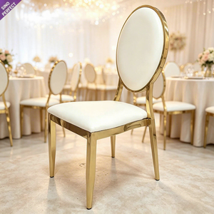 Sinoperfect Stock Metal Stacking Gold Round Back Wedding Modern <b>Dining</b> Leather <b>Room</b> <b>Chair</b> White <b>Dining</b> <b>Chairs</b> Upholstered Event - Product Image 1