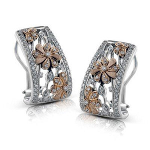 Orecchini a Perno con Fiore Traforato in Cristallo Bicolore per Donne, Eleganti Accessori per Uso Quotidiano - Product Image 1