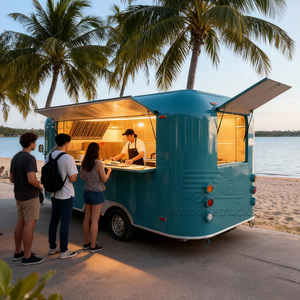 Food Truck Unique Vintage Street Houston en Vente, Hot-Dog, Pizza, Burger, Barbecue au Charbon de Bois, Chariot de Nourriture Mobile avec Cuisine Complète - Product Image 3