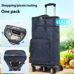 Vente en gros de <span class=keywords><strong>chariot</strong></span> d'épicerie <span class=keywords><strong>pliable</strong></span> de grande capacité Roues universelles Sac isolé en feuille d'étain Fabriqué en Oxford PP - Product Image 5