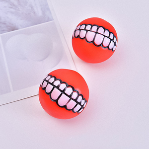 Factory Price Funny Pet Teeth Pattern <b>Balls</b> Squeaky <b>Dogs</b> Toys Sound Bite Resistant Durable <b>Dogs</b> Training Chew Toys Color Random - Product Image 5