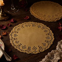 Napperon en papier dentelle jetable décoratif pour la décoration de table, gâteaux et aliments, idéal pour les fêtes