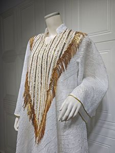 Nuovo modello Abaya in Dubai speciale collo nappe Design con perline dorate maniche larghe doppio strato - Product Image 6