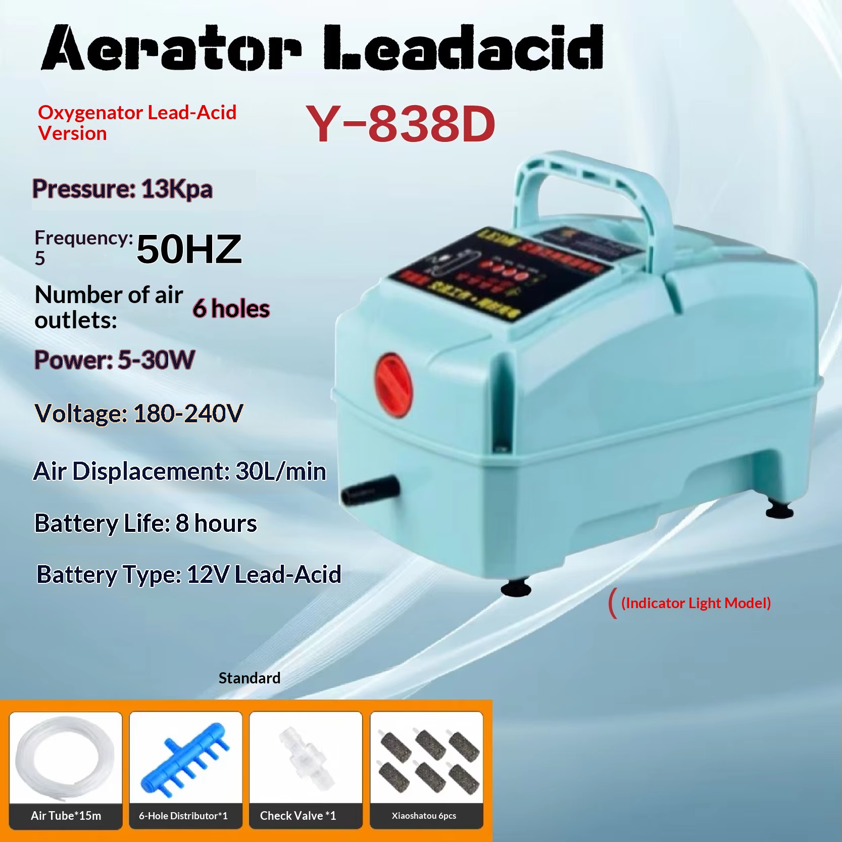 Y-838d (6 air holes) - 8 hours of battery life (5-30w)