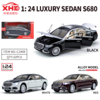 Vente en gros de modèles de voitures en métal moulé sous pression à l'échelle 1:24, Limousine S680 BenZ, collection de jouets pour enfants de 8 ans et plus, mécanisme de recul