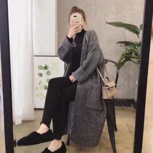 Nouveau Cardigan Long d'Automne-Hiver pour Femme, Manteau Ample en Maille Épaisse et Élégante avec Poches Décontractées, Respirant, Style Streetwear - Product Image 3