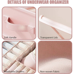 Kotak Penyimpanan Pakaian Bentuk Persegi Panjang, Organizer Pakaian Dalam, Kotak Penyimpanan Lipat untuk Lemari, Tempat Penyimpanan Kaus Kaki, BH, Dasi, Lingerie - Product Image 4