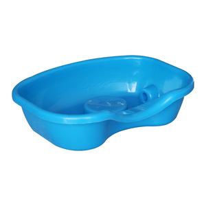 Bac à shampoing inclinable pour personnes âgées, en plastique bleu clair, avec trou de drainage - Product Image 1