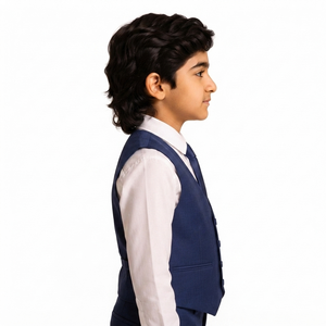 Uniforme Escolar Formal para Niños al por Mayor, Conjunto de Cuatro Piezas: Chaleco Azul Marino, Camisa Blanca de Manga Larga, Corbata y Pantalones, Uniforme Escolar Personalizado - Product Image 5
