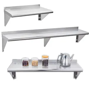 Estante de Metal de acero inoxidable para restaurante, estantería flotante de montaje en pared de 12x36 pulgadas, 250 lb - Product Image 1