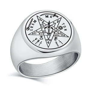 Anello Personalizzato Retrò Vichingo da Uomo, Anello Magico Wahyeh con Pentagramma Benedetto, Amuleto Talismano in Acciaio Inossidabile per Uso Quotidiano, per Uomini e Donne - Product Image 2