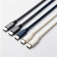Cable de Carga Rápida USB Tipo-C a Tipo-C de 2M 2.1A con Certificación MFI, Personalizable, con Cubierta de TPE de Cobre Puro y Diseño de Codo con Blindaje Trenzado