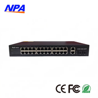 Commutateur PoE Gigabit 28 ports 24GE+2GE+2SFP 52 Gbps 360 W IEEE 802.3af/at avec QoS et ports RJ45 pour caméra IP CCTV en stock