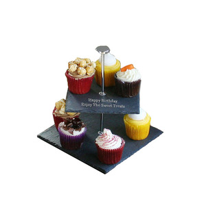 Top Sellers Online Competitive Price Directly Slate Round 2 Tiers Slate Cake <strong>Stand</strong> - Product Image 3