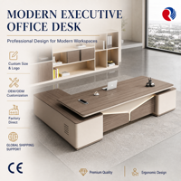 Bureau de direction contemporain avec une grande surface de travail et deux unités de rangement à double colonne