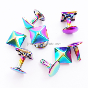 Kim loại cầu vồng <span class=keywords><strong>Spike</strong></span> đinh tán 12mm kim tự tháp nhanh chóng đinh tán nailhead đinh tán đồng Punk vuông gai cho túi ví quần áo - Product Image 2