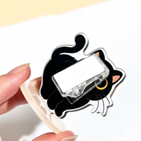 Porte-notes en acrylique personnalisé avec motif de chat de dessin animé, clip de bureau créatif, décoration pour étudiants, artisanat en plastique, décoration de table