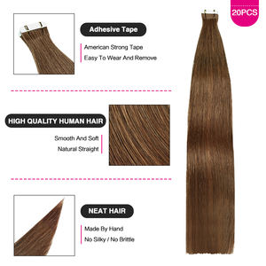 FH # Extensions de cheveux humains à bandes adhésives, 33 couleurs, 50g/paquet, lisses, bandes adhésives Remy, cheveux humains - Product Image 3