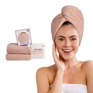 Serviette turban microfibre gaufrée à séchage rapide pour femme, idéale pour le spa et la douche - Product Image 1