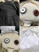 Poupées fantômes effrayantes d'Halloween, poupées en tissu à boutons noirs et blancs, jouets en peluche d'horreur gothique à succès pour la décoration, accessoires de fête
