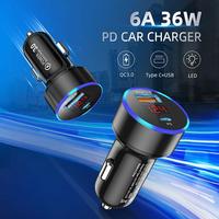 Chargeur de voiture USB C 36W avec voltmètre, moniteur de batterie de voiture de type C avec affichage LED de la tension et de l'intensité pour iPhone Samsung
