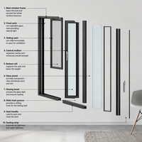 Fenêtres à battants modernes en aluminium, haute résistance au vent, avec verre trempé et design à persiennes, style ouverture battante, certifiées Energy Star pour villas