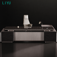 Ensemble de bureau de direction convertible LIYU avec armoire latérale, poste de travail de direction en bois, mobilier contemporain de luxe