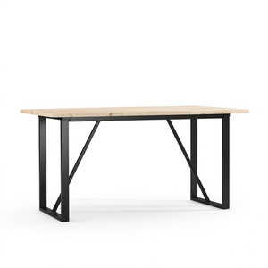 Natural Wood And Black Steel Dining <b>Table</b> Rectangular Industrial Modern Design Home Furniture Stable 6 Seater - Product Image 1