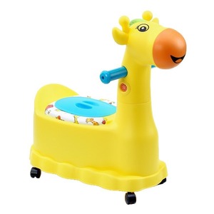 ที่นั่งฝึกขับถ่ายสำหรับเด็กพร้อมล้อ ลายการ์ตูนสัตว์ สำหรับเด็กอายุ 1-6 ปี สีชมพู เหลือง เขียว วัสดุ PP - Product Image 3