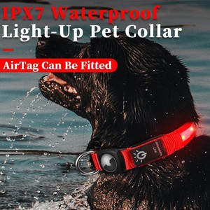 Collares DE SEGURIDAD <span class=keywords><strong>LED</strong></span> para mascotas de alta resistencia al agua para perros medianos y grandes AirTag Holder Light Up <span class=keywords><strong>LED</strong></span> <span class=keywords><strong>Dog</strong></span> Collar Light - Product Image 1