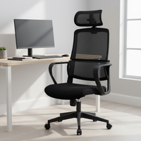 Chaise de bureau ergonomique en maille - Appui-tête intégré, pivotante et réglable en hauteur, dossier respirant pour une longue séance assise