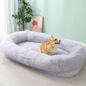 Großhandel Plüsch Riesiges Flauschiges Kunstfell Langes Plüsch-Memory-Foam Orthopädisches XXL Ovales Riesiges Menschengroßes Erwachsenen-Katzenbett Hundebett für Menschen - Product Image 1