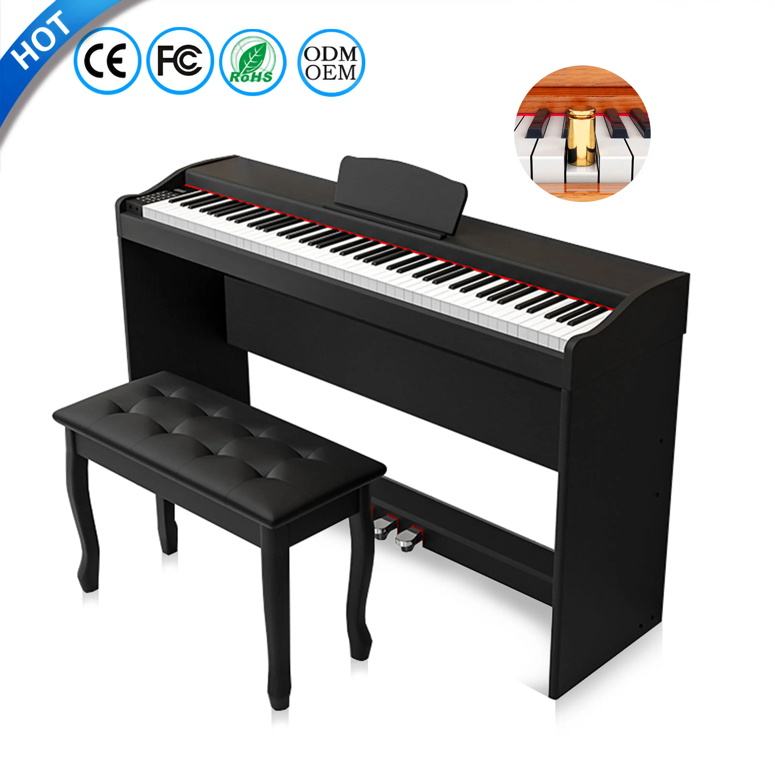 Keyboard digital, piano elektrik 88 tombol berat, piano digital 88 tombol, profesional