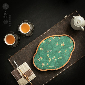 Plateau à thé en bois de noyer, forme irrégulière, tapis isolant thermique pour accessoires de service de thé Kung Fu rétro chinois - Product Image 3