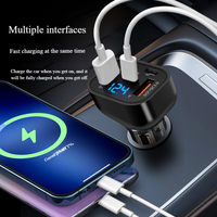 Chargeur de voiture 100W à 5 ports, adaptateur de charge rapide PD QC3.0, affichage numérique transparent, 12V 24V universel pour téléphone portable et tablette