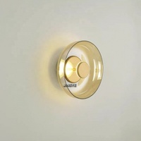 Lampes de décoration intérieure, nouveau style, lampe murale ambre fumée grise transparente, forme de bol rond, lampes murales en verre empilées pour chambre à coucher, hôtel