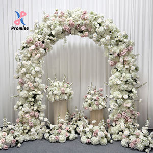 Luxurious Faux Silk Realistic Pink and White Modern Handmade Floral Wedding Arch Backdrop Decoration for Mother's Day - Product Image 1