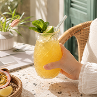 Tasse en verre ananas en borosilicate haute résistance avec poignée, résistante à la chaleur, pour jus, cocktails, café, restaurant, logo personnalisé