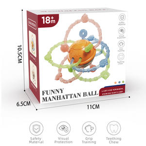 Jouet <span class=keywords><strong>de</strong></span> <span class=keywords><strong>dentition</strong></span> rond en plastique souple et caoutchouc <span class=keywords><strong>de</strong></span> qualité alimentaire pour bébé, à saisir facilement - Product Image 1