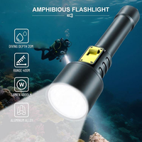 Lampe de poche de plongée sous-marine Led extérieure professionnelle lampe de poche tactique à lumen élevé lumière de torche Rechargeable Super lumineuse