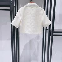 Ensemble deux pièces pour femmes AIMEISI, haut court à col avec strass élégants et perles, pantalon ample, automne/hiver, luxe