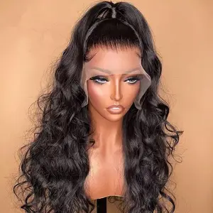 Raw Virgin Indian Human Hair HD Transparent Glueless Full Lace Front Body Wave Wigs For Black Women 20 26 30 32 40 Inch Frontal