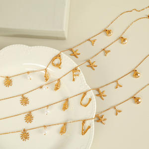 Collar con Colgante de Letra Inicial del Alfabeto, Chapado en Oro de 18K, Cadena de Acero Inoxidable, Joyería Fina de Moda, Venta al por Mayor - Product Image 2