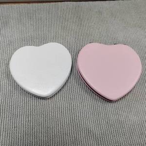 Hot Selling Double-Sided Portable Makeup <strong>Mirror</strong> PU Leather Small Heart Shape Pocket <strong>Mirror</strong> in Pink <strong>White</strong> - Product Image 5